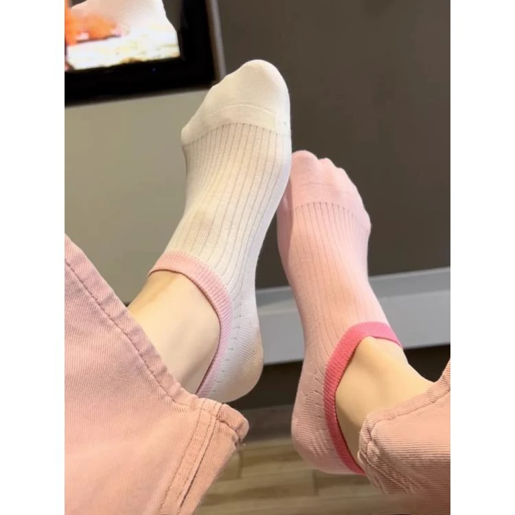 纯色棉短袜袜子女船袜夏季薄款防滑不掉跟春秋浅口无骨多巴胺ins，