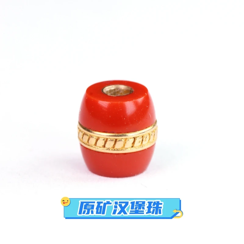 瓦西南红双拼汉堡珠18K金配件精工镶嵌无优化锁骨珠配饰弟子珠
