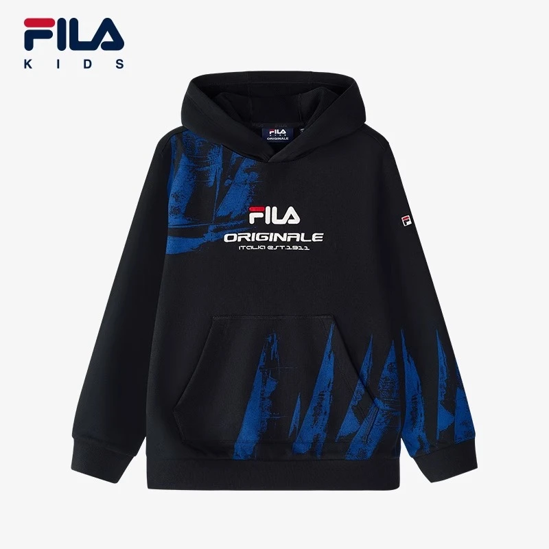 FILA斐乐男中大童上衣2025春季新款休闲宽松连帽卫衣K12B511201