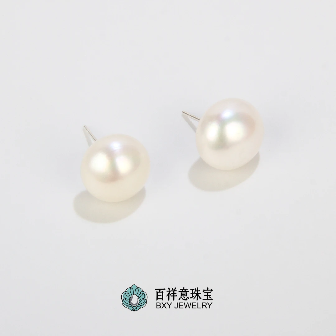 升级版经典百搭高贵气质精致 11-12mm天然珍珠+通体S925银 耳饰
