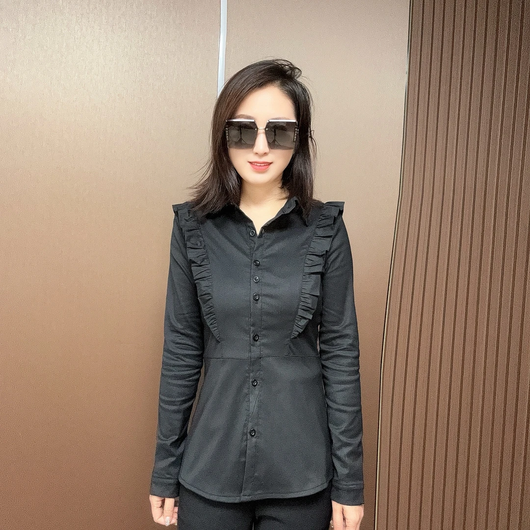 新款长袖衬衫女显瘦百搭非子边衬衣