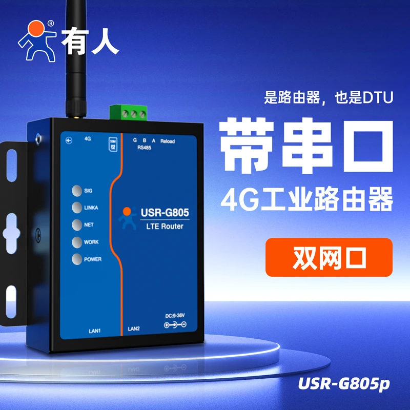 有人工业级4g无线路由器免插卡RS485联网MQTT远程监控双网口G805
