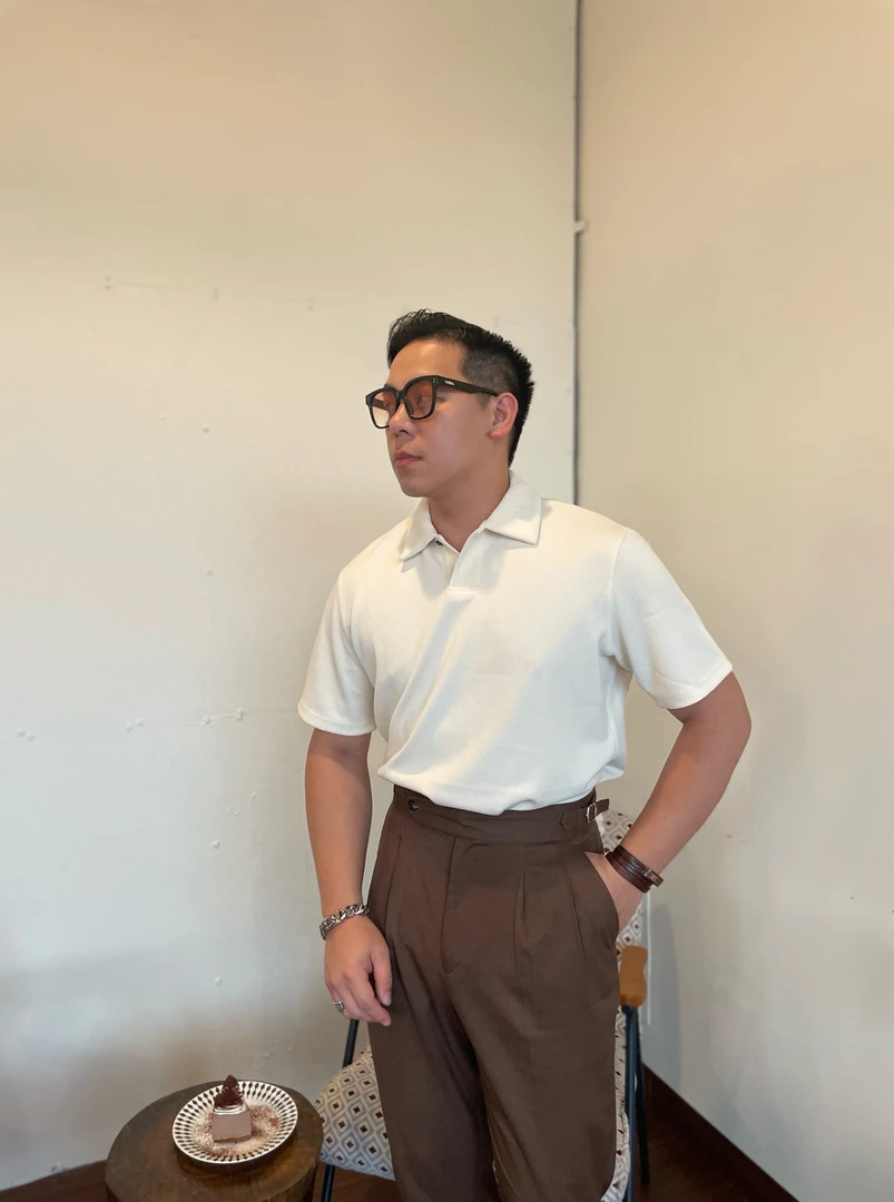 夏男士短袖提花菠萝纹华夫格英伦休闲美式复古日常穿搭POLO衫重磅