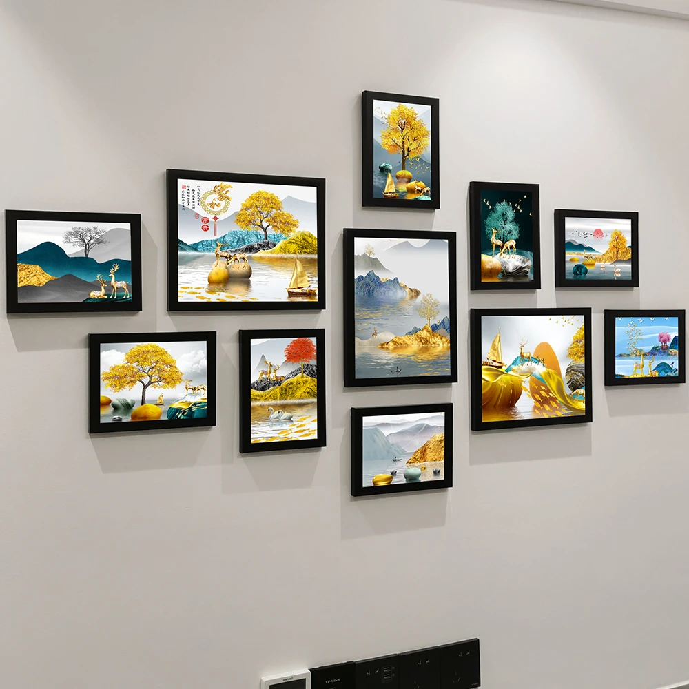 时来运转客厅装饰画背景墙挂画现代简约照片墙餐厅壁画卧室墙相框