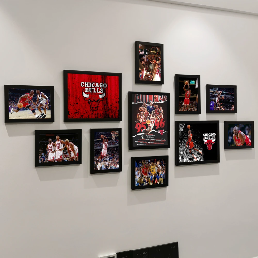 一把手NBA篮球星乔丹海报挂画宿舍卧室体育装饰画背景照片墙相框