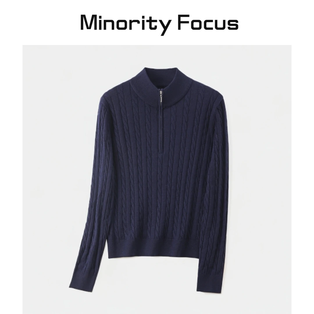 【Minority Focus】可机洗的羊毛混纺半拉链套头衫24-0612-TXDQ