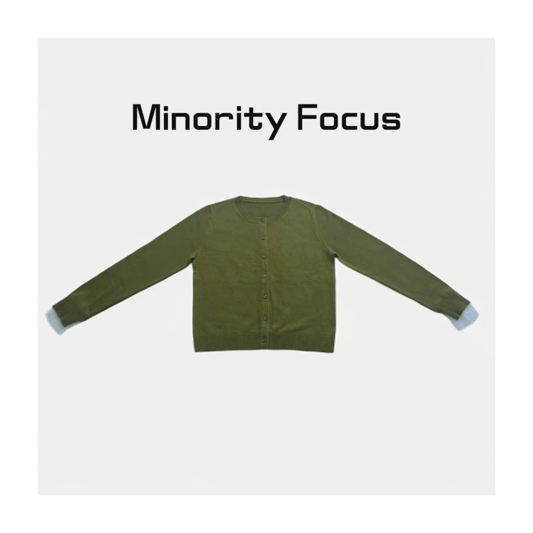 【Minority Focus】120S超细的羊毛网纱袖口圆领开衫24-0472-CJFS