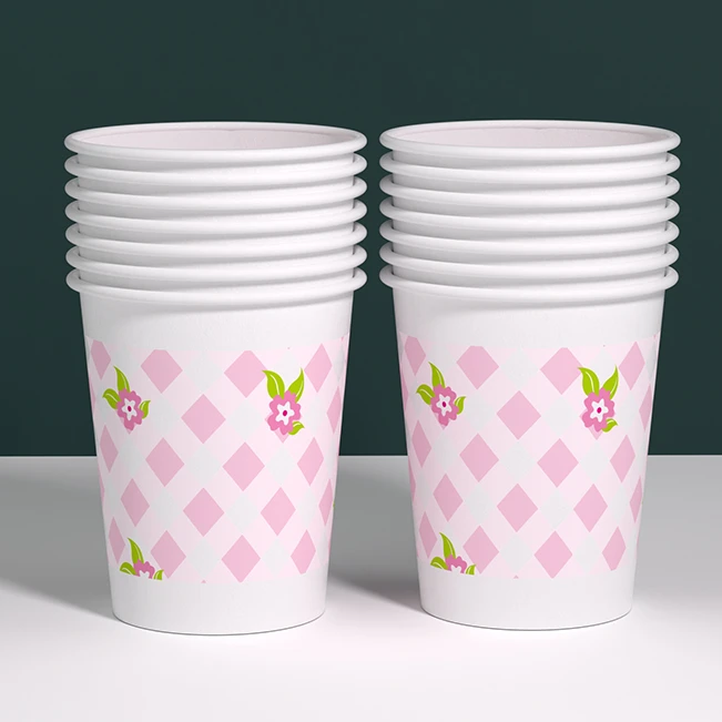 一次性加大加厚纸杯茶杯商用杯粉色水杯家用结婚环保婚庆茶水杯