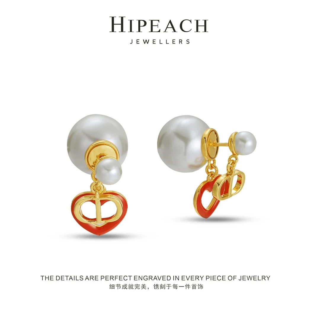 铜合金耳饰 【Her++专属】♠红心♠时尚气质珠珠耳钉HTW0082