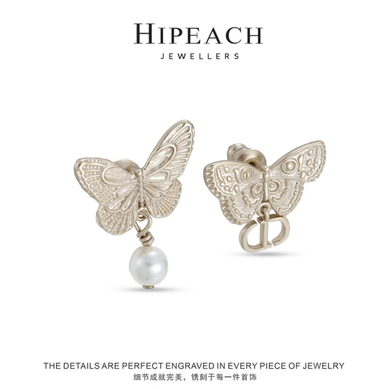 铜合金仿珍珠耳饰 【佳佳专属】小蝴蝶珠珠设计师耳钉HTW0032