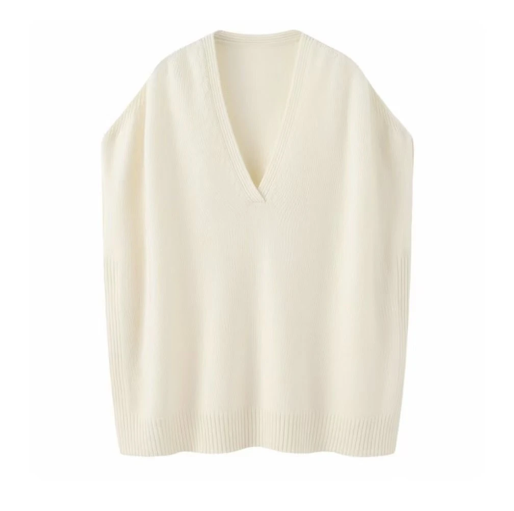 宽松秋冬针织女装V领休闲加厚保暖马甲背心