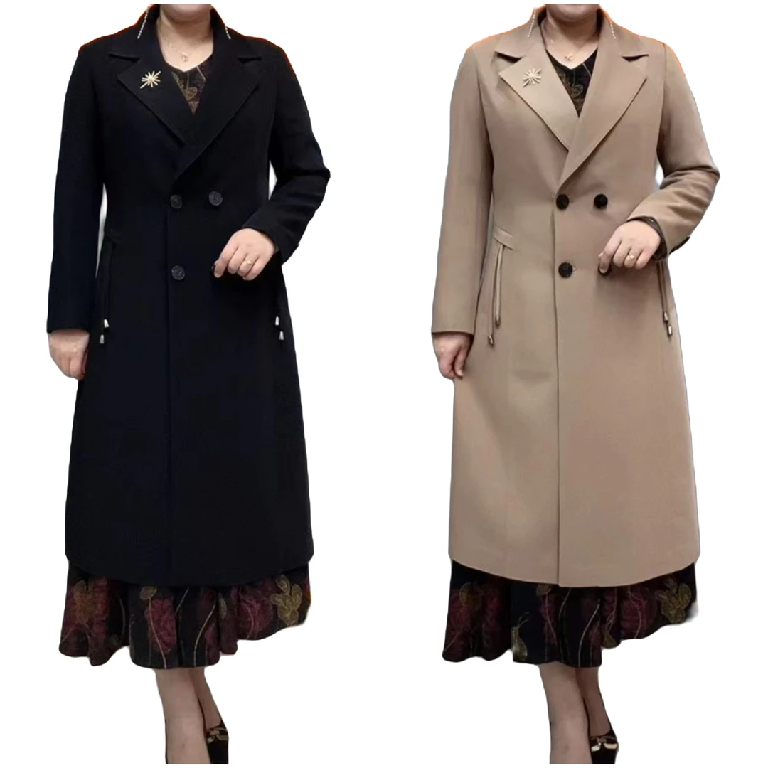 新款时尚中年风衣中长款气质洋气妈妈装外套显瘦大衣高档秋冬女装