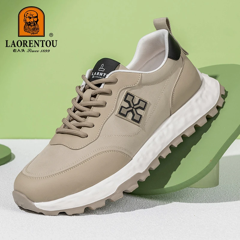 老人头潮牌2025春季新款男士潮流拼色运动鞋厚底百搭时尚阿甘鞋