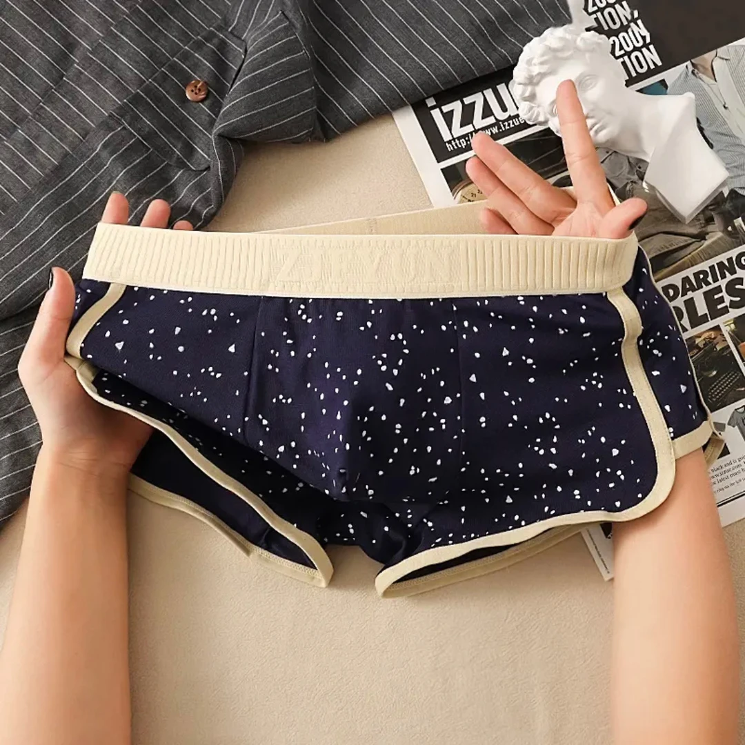 新款男士内裤棉质平角裤个性青年四角底裤运动舒适男生潮流短裤头