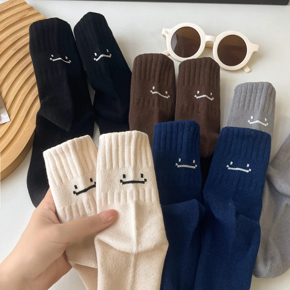 【sx245】妙优童后跟笑脸纯色儿童棉袜舒适无骨男女孩百搭运动袜