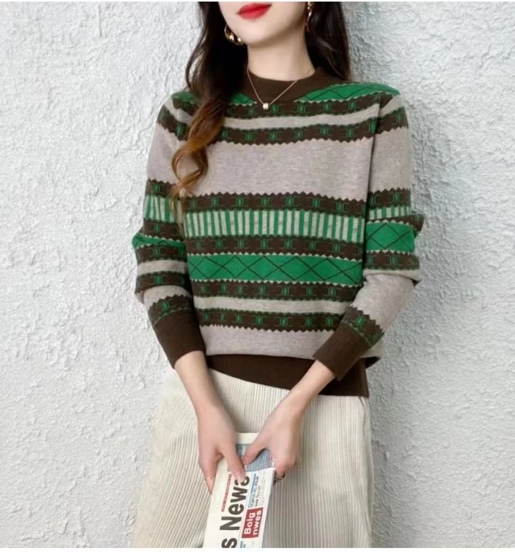 海盐奶绿~秋冬加厚保暖时尚百搭针织衫打底套头08582