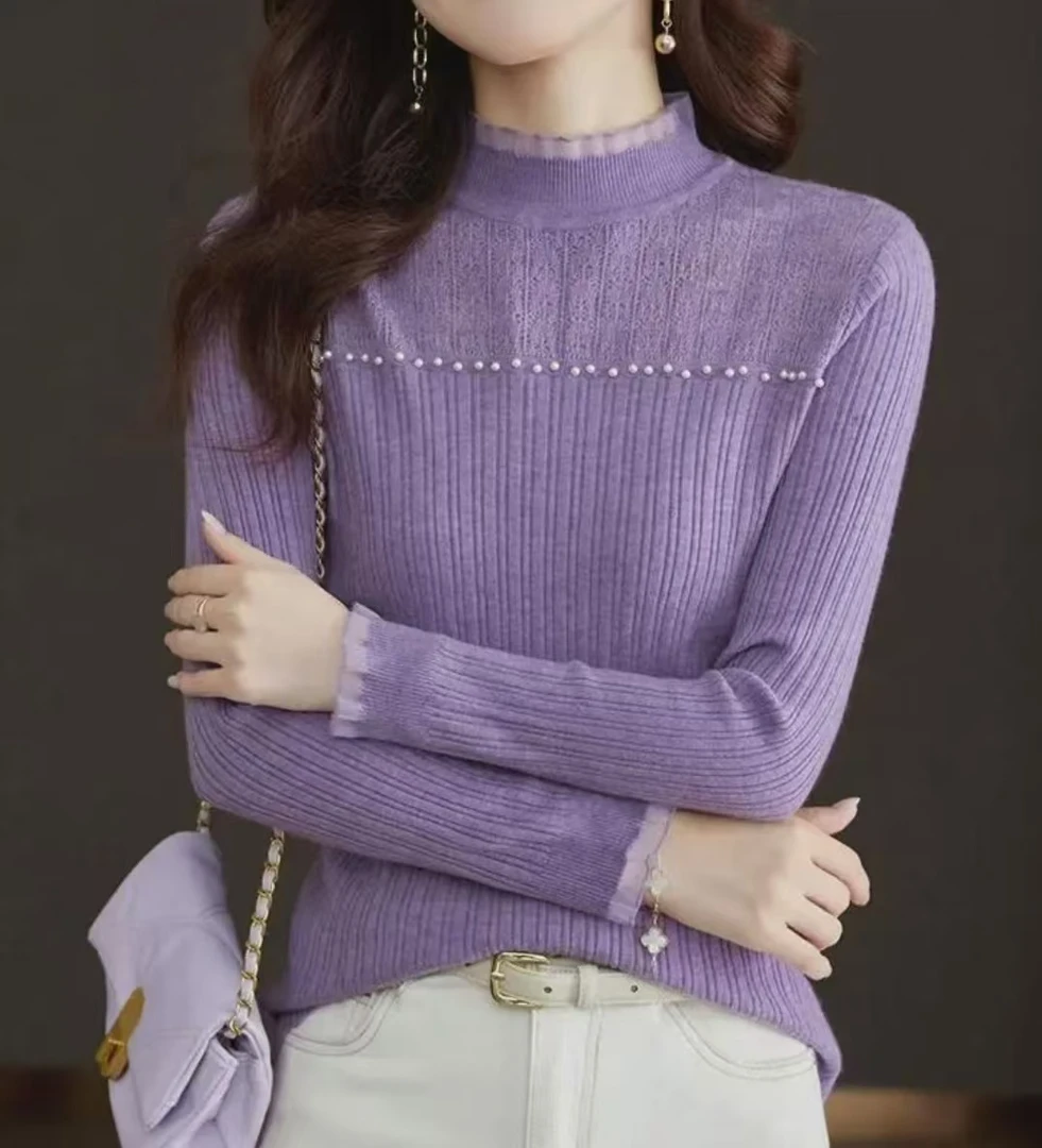 实穿主义~到手两件!大方而又百搭秋冬气质麦穗打底衫0562