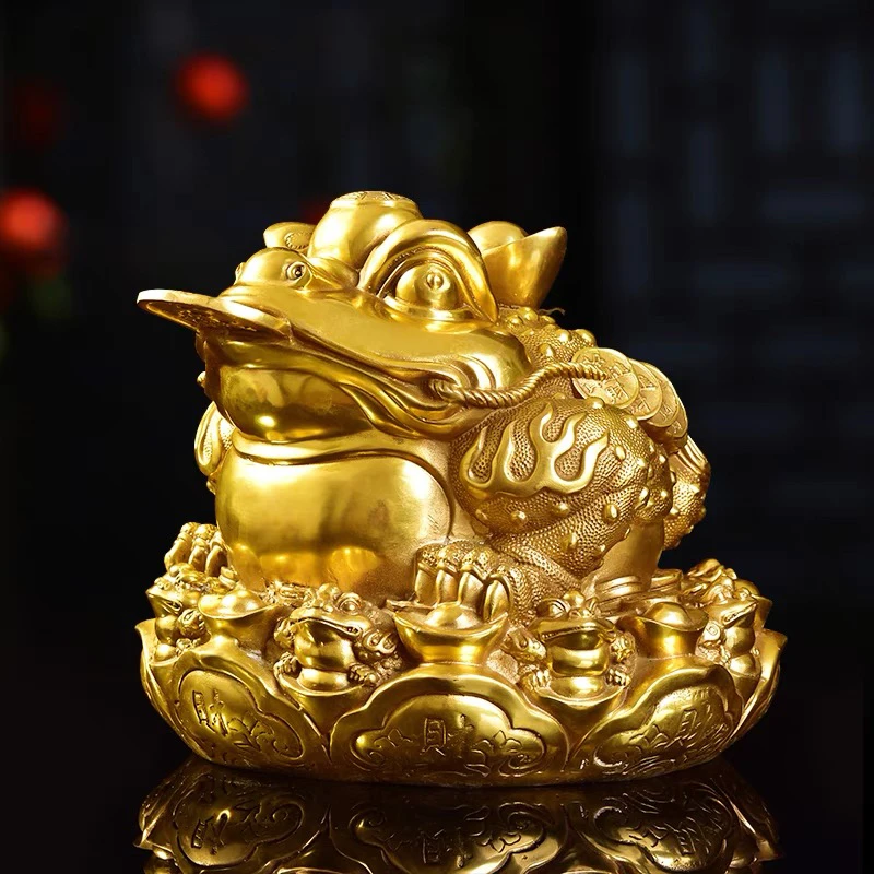 九子金蟾莲花金蟾蟾蜍三足金蟾黄铜工艺品