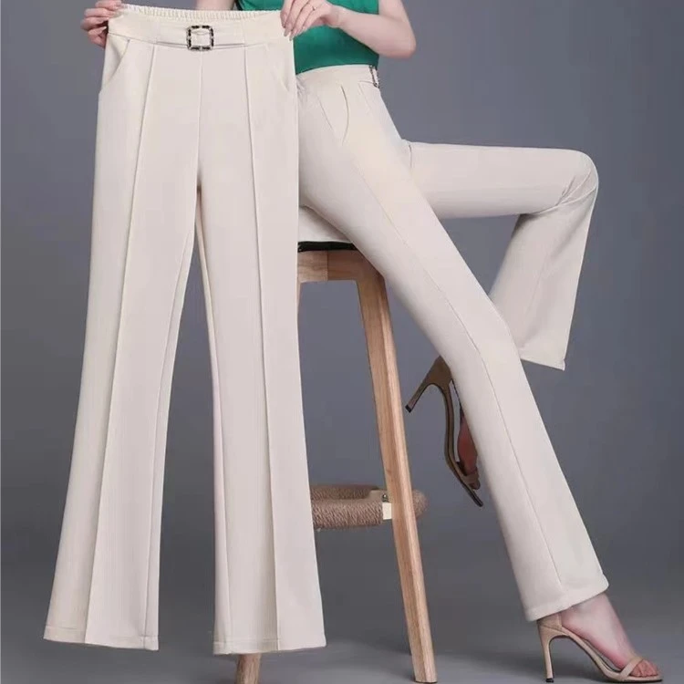 休闲微喇裤女春装2025年新款弹力高腰显瘦长裤子百搭垂感喇叭裤