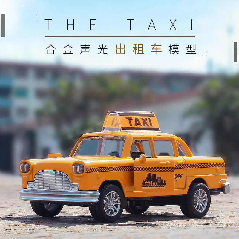 新款合金声光出租车TAXI正版回力车1:36仿真模型车玩具小车