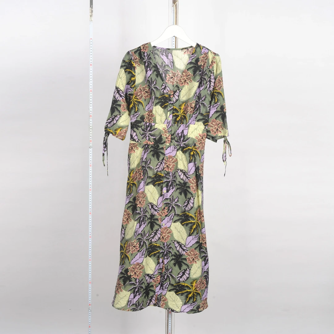 【专柜捡漏】A4女装URB-连衣裙WH2972-绿紫花