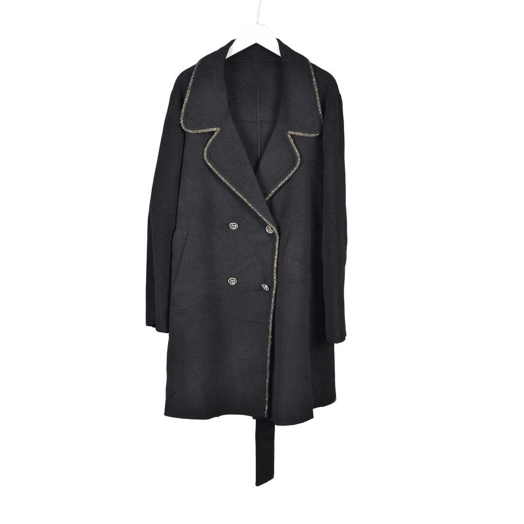 【专柜捡漏】女装QAB-大衣6802黑色大一码