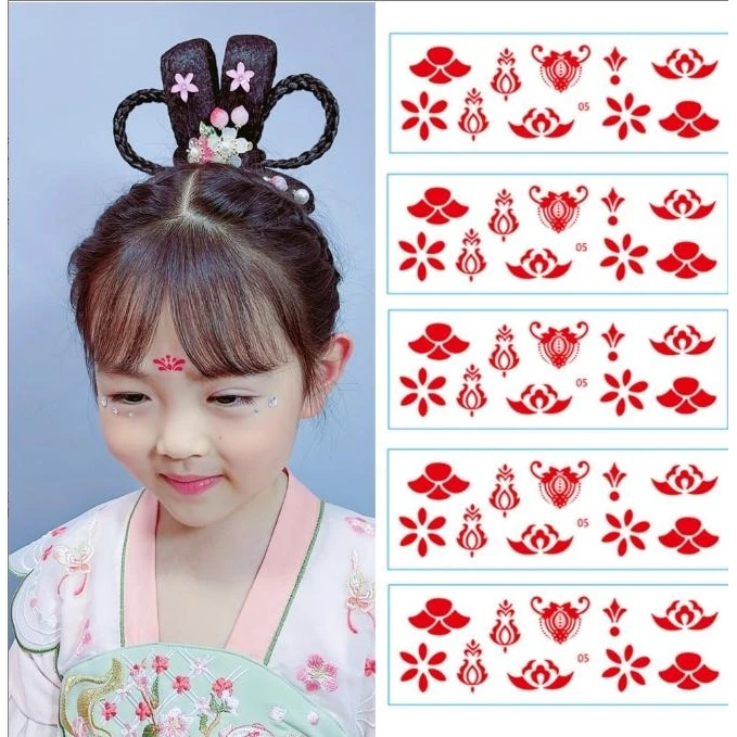 儿童中国风女童可爱花钿汉服演出眉心贴宝宝可爱古风额头贴