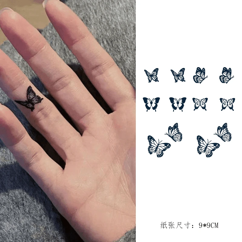 24只❤2张装】蝴蝶草本小图纹身贴ins手指款少女心甜酷必备防水持