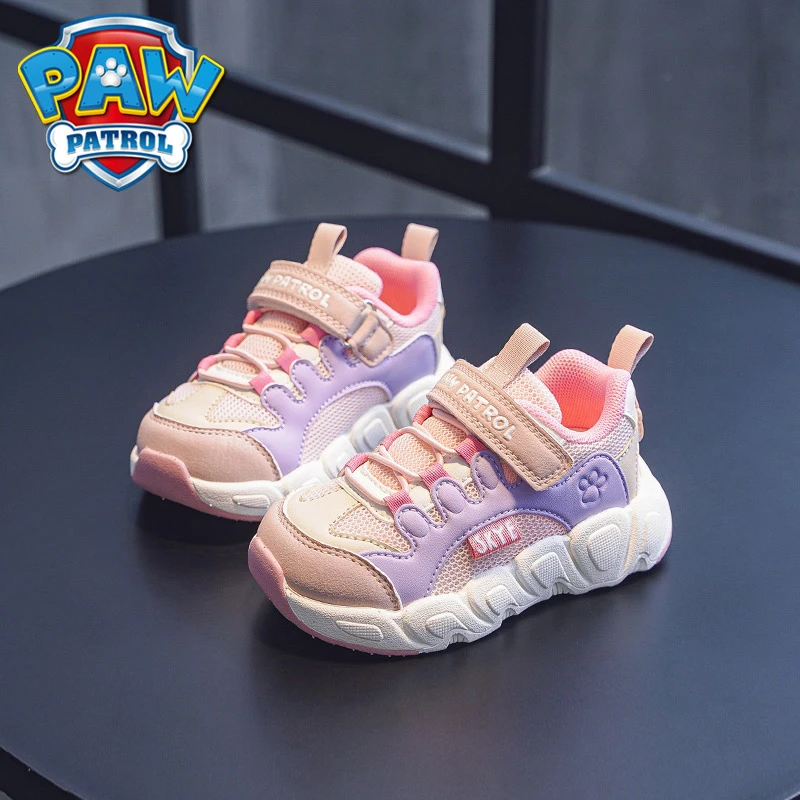 汪汪队女童运动鞋2025春季新款儿童双网透气休闲魔术贴女童学步鞋