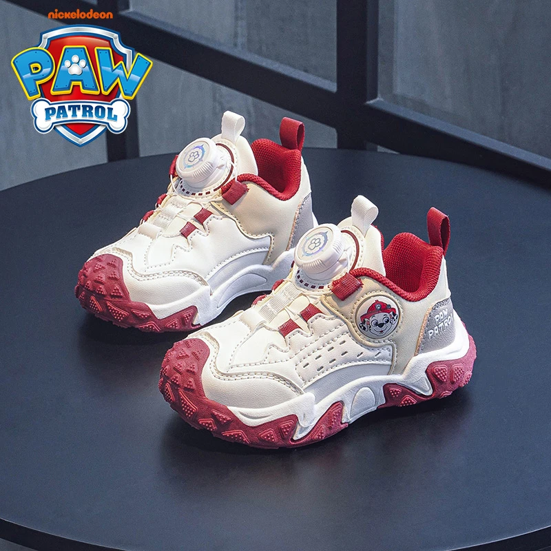 汪汪队童鞋男童运动鞋2024新款春秋款纽扣皮面儿童鞋子男孩跑步鞋