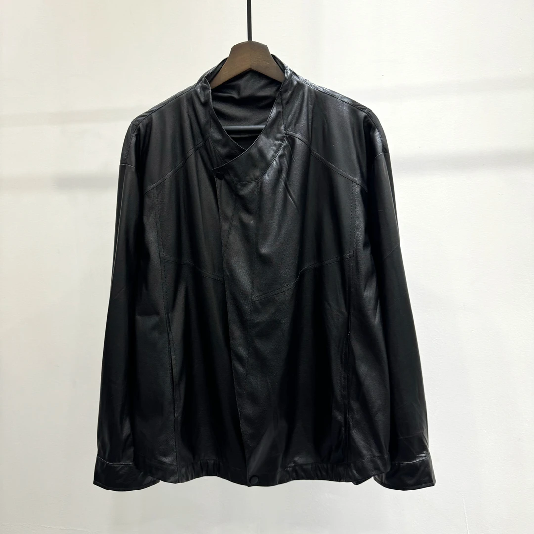 男士秋季时尚高级感皮衣外穿衬衫夹克潮流美式复古黑色宽松外套