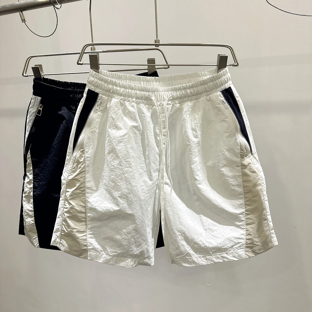 夏季男士休闲松紧腰抽绳运动短裤潮牌I男士宽松轻薄撞色五分裤