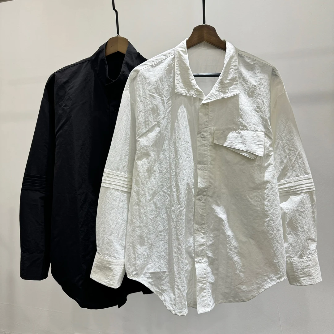 秋季新款时尚气质设计师长袖衬衫男士潮牌韩版高级感休闲宽松上衣