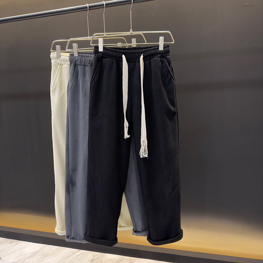 男士春夏加绒雪尼尔阔腿拖地裤潮牌ins休闲直筒卫裤灯芯绒长裤子