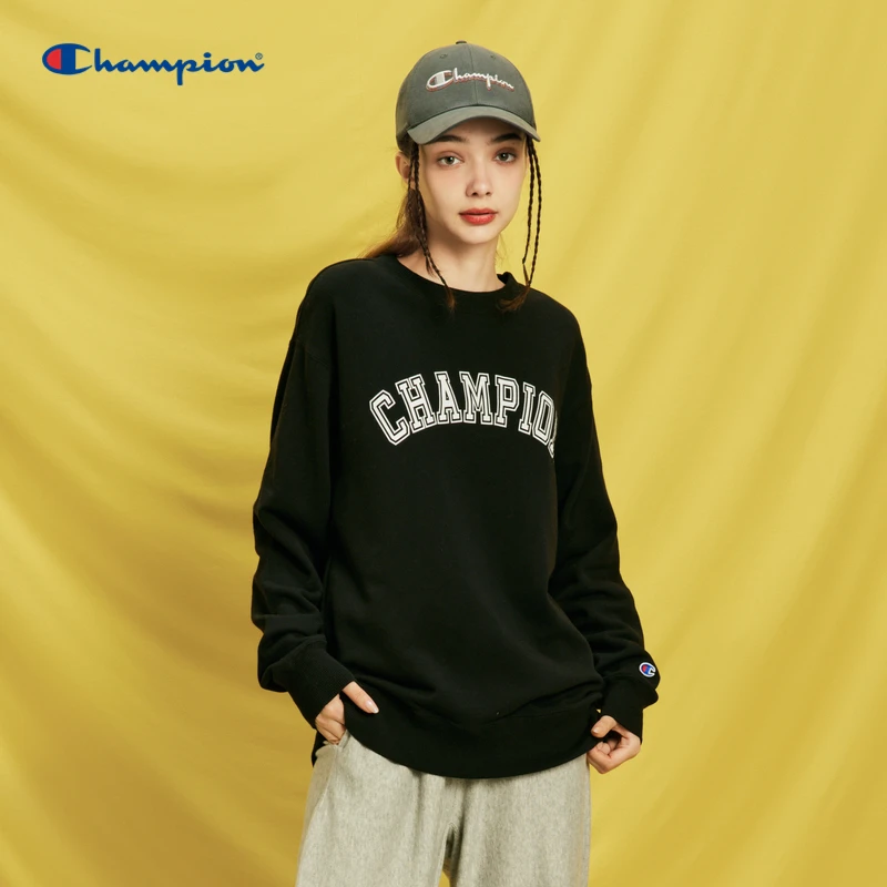 Champion冠军情侣卫衣2023新款印花LOGO圆领长袖套头上衣C3-W017