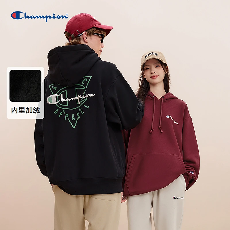 Champion冠军24年草写logo刺绣连帽卫衣连帽秋季休闲百搭宽松潮流