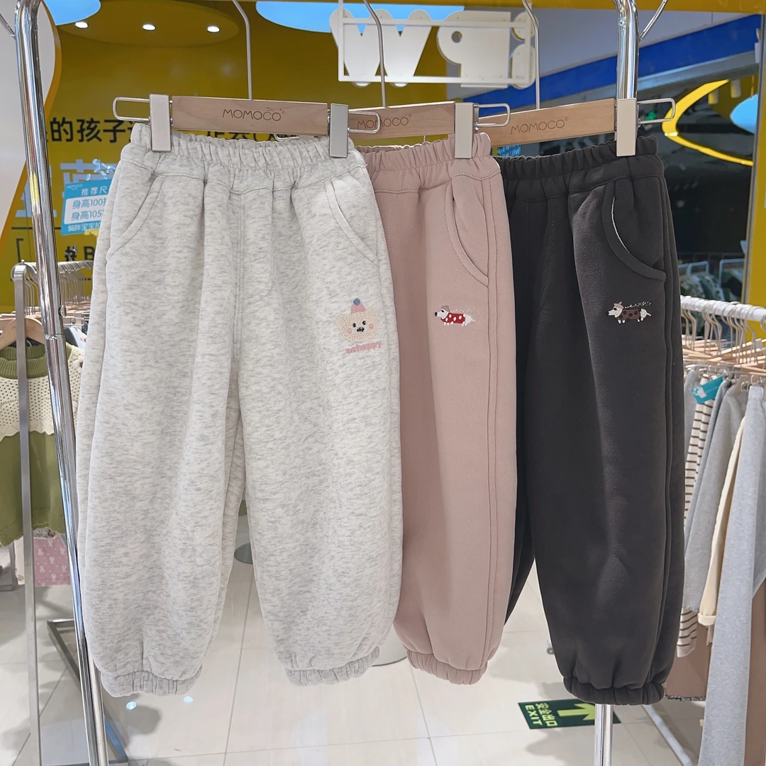 MOMOCO冬季女童新款加绒加厚动物刺绣卫裤75830358029&31&32