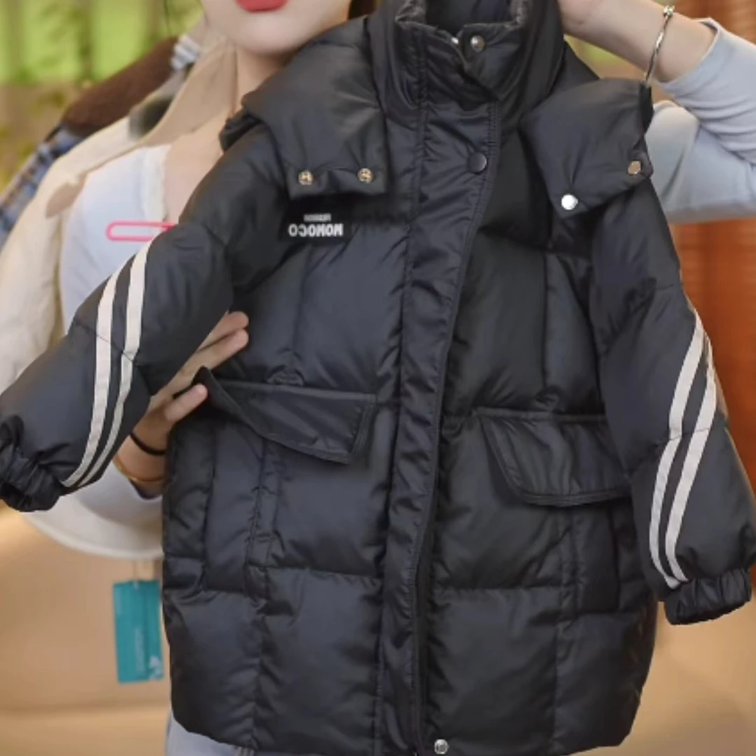 MOMOCO羽绒服儿童装冬季保暖洋气百搭时尚连帽羽绒服75430102023