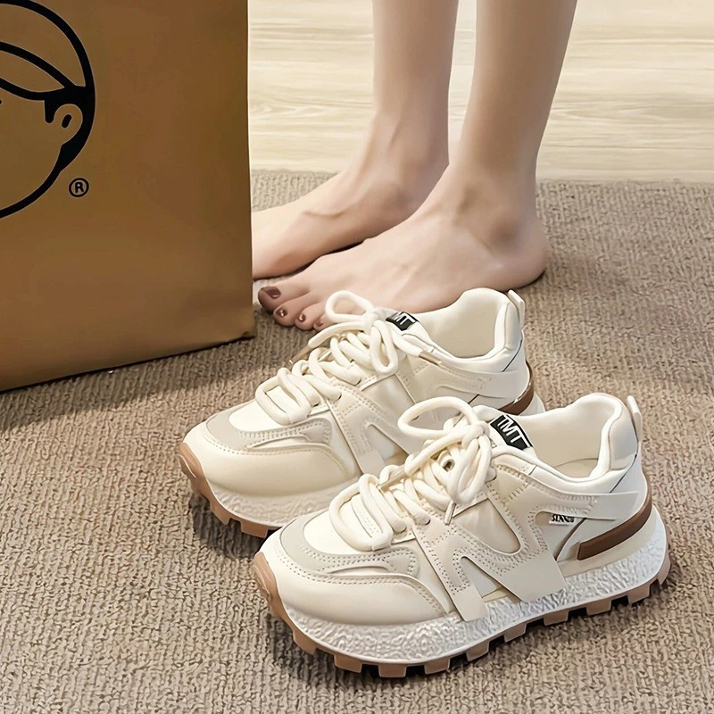 米色专属3&9-2024新款休闲板鞋时尚百搭透气秋冬款厚底ins女鞋