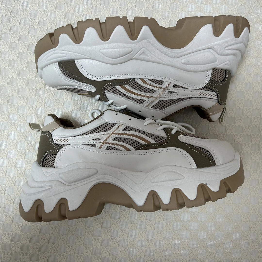 厚底增高老爹鞋女2024新款显脚小休闲运动女鞋网面透气小白鞋