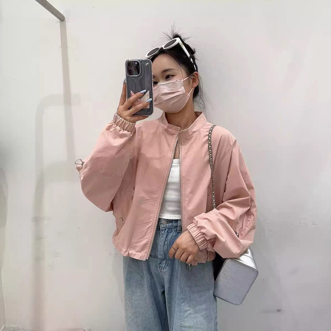 笑嘻嘻2024早春外套复古气质工装立领冲锋衣宽松短款上衣女装