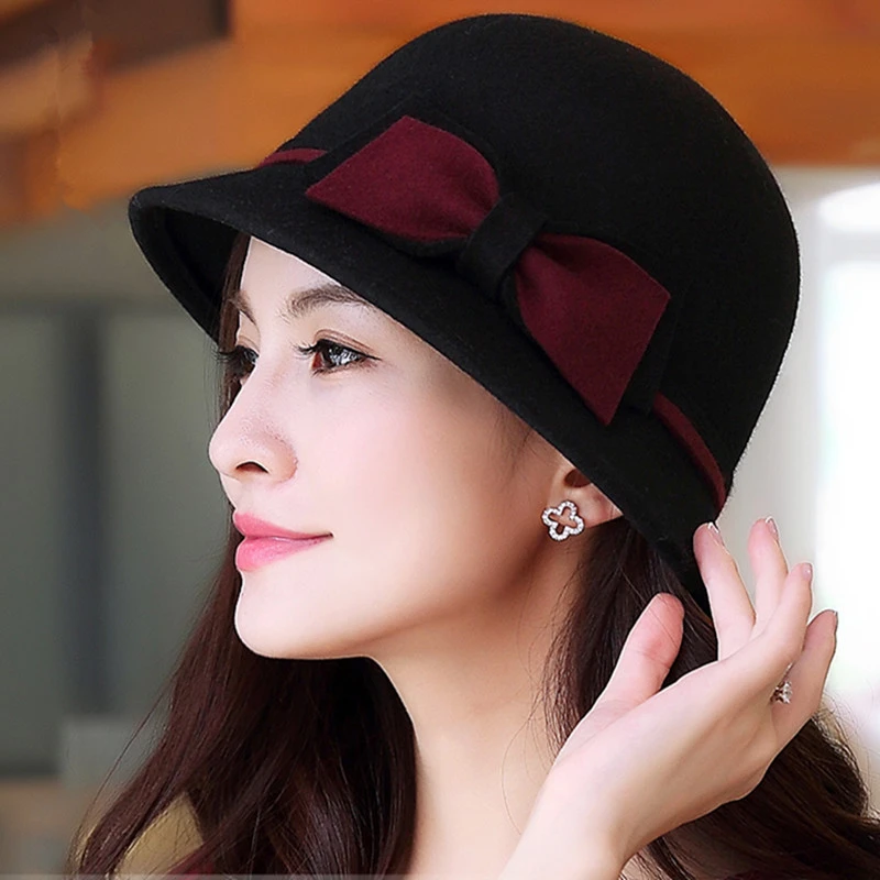 秋天羊毛帽女洋气减龄短檐渔夫帽2024新款女式春秋冬帽子时尚潮帽