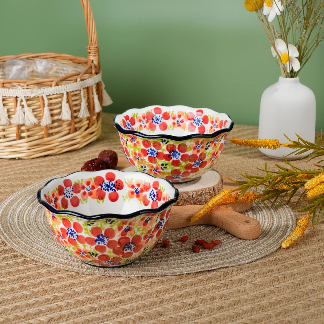 【西里西亚】手绘碧丝粉黛-5英寸花边碗（两个装）