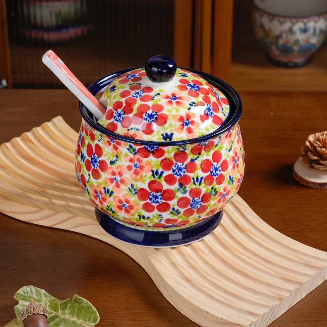 【西里西亚】手绘碧丝粉黛-600ml猪油罐