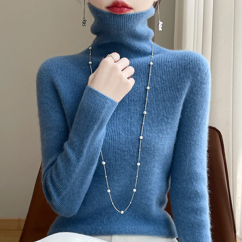 高领一线成衣百搭秋冬时尚女修身内搭毛衣软糯亲肤显身材无缝长袖