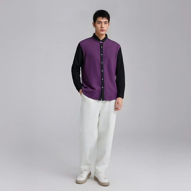 CA134 机场货 卡春秋男式长袖针织衬衫 开衫休闲商务上衣弹力