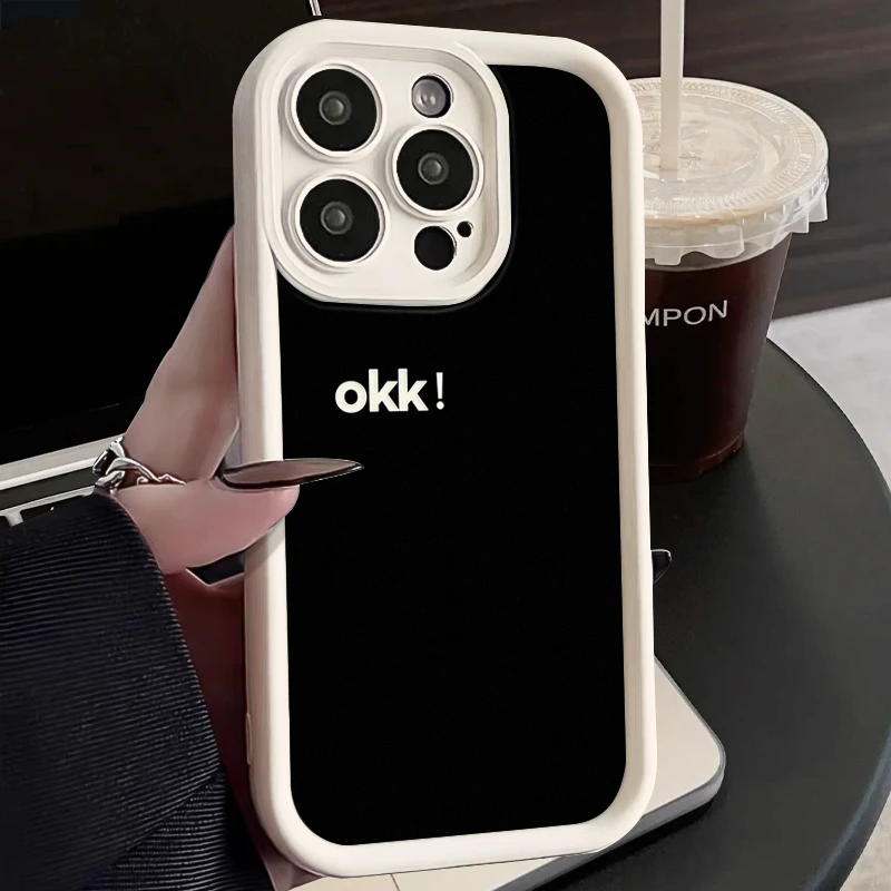 OK英文iphone15promax苹果14手机壳13防摔12软套11高级感xs简约xr