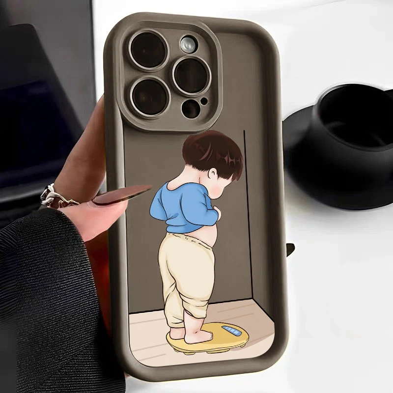 称重男孩iphone15苹果13华为vivo小米14OPPO一加12卡通防摔手机壳