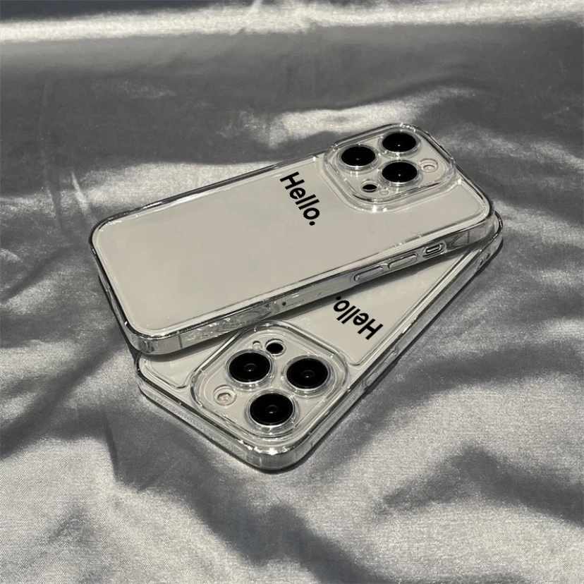 文字hello太空壳苹果14pro透明iphone13手机壳12promax全包11软xr