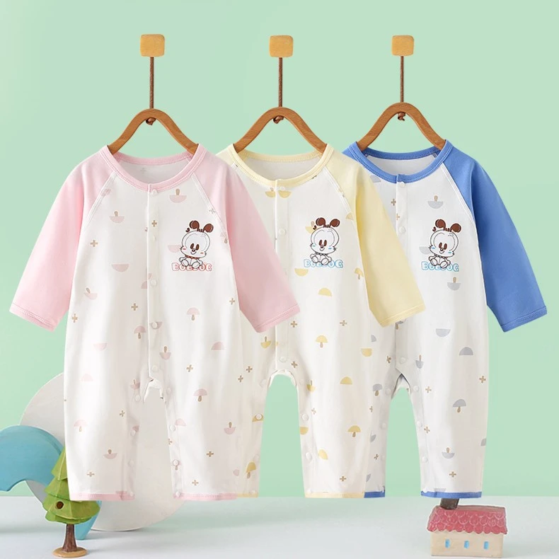 巴布豆婴幼儿衣服直播宝宝连体衣棉新生儿开胸哈衣爬服0-1岁婴儿